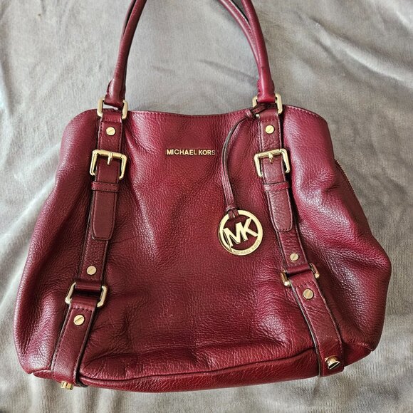 Michael Kors Pebble Leather Satchel Cherry Red - Picture 7 of 10